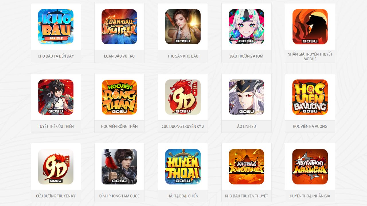 Gosu hiện đang phát triển rất nhiều game hot trên thị trường