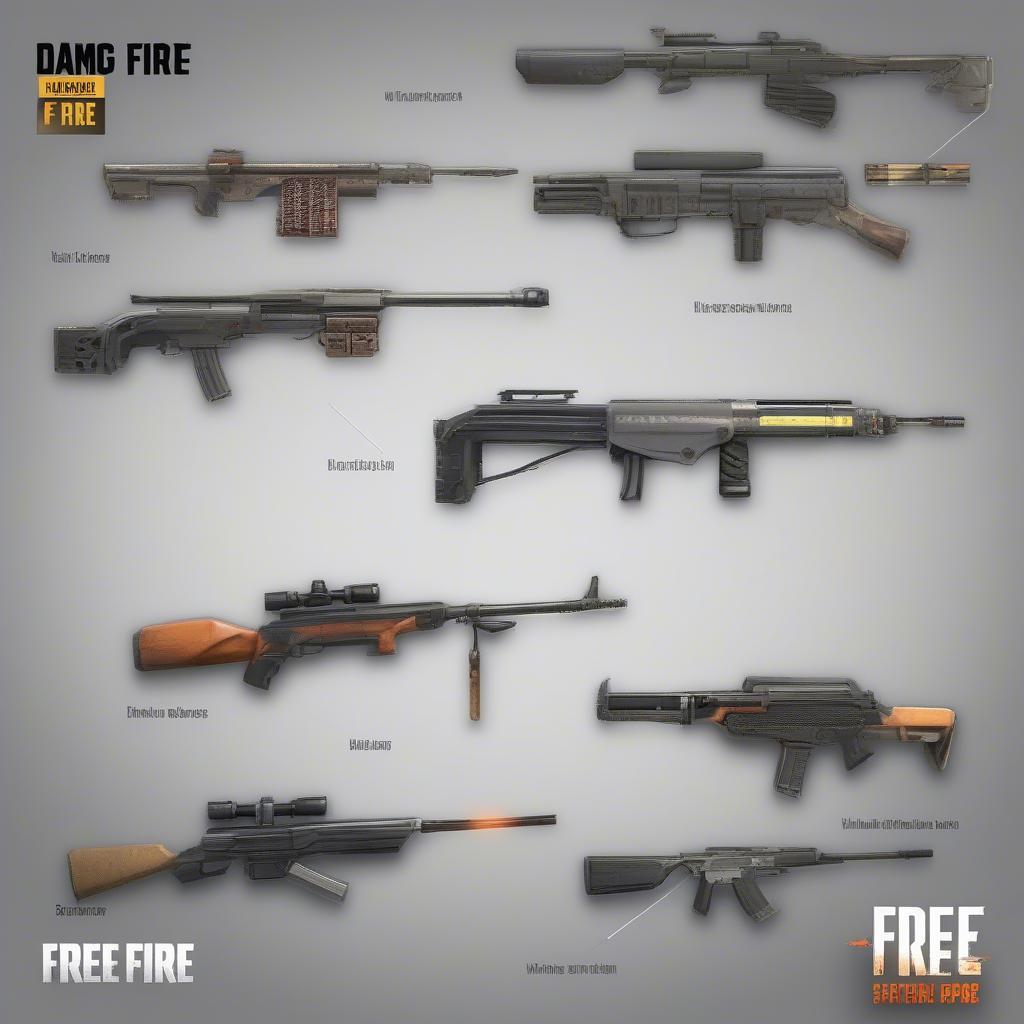 Các loại vũ khí và phụ kiện ảnh hưởng đến dame trong Free Fire