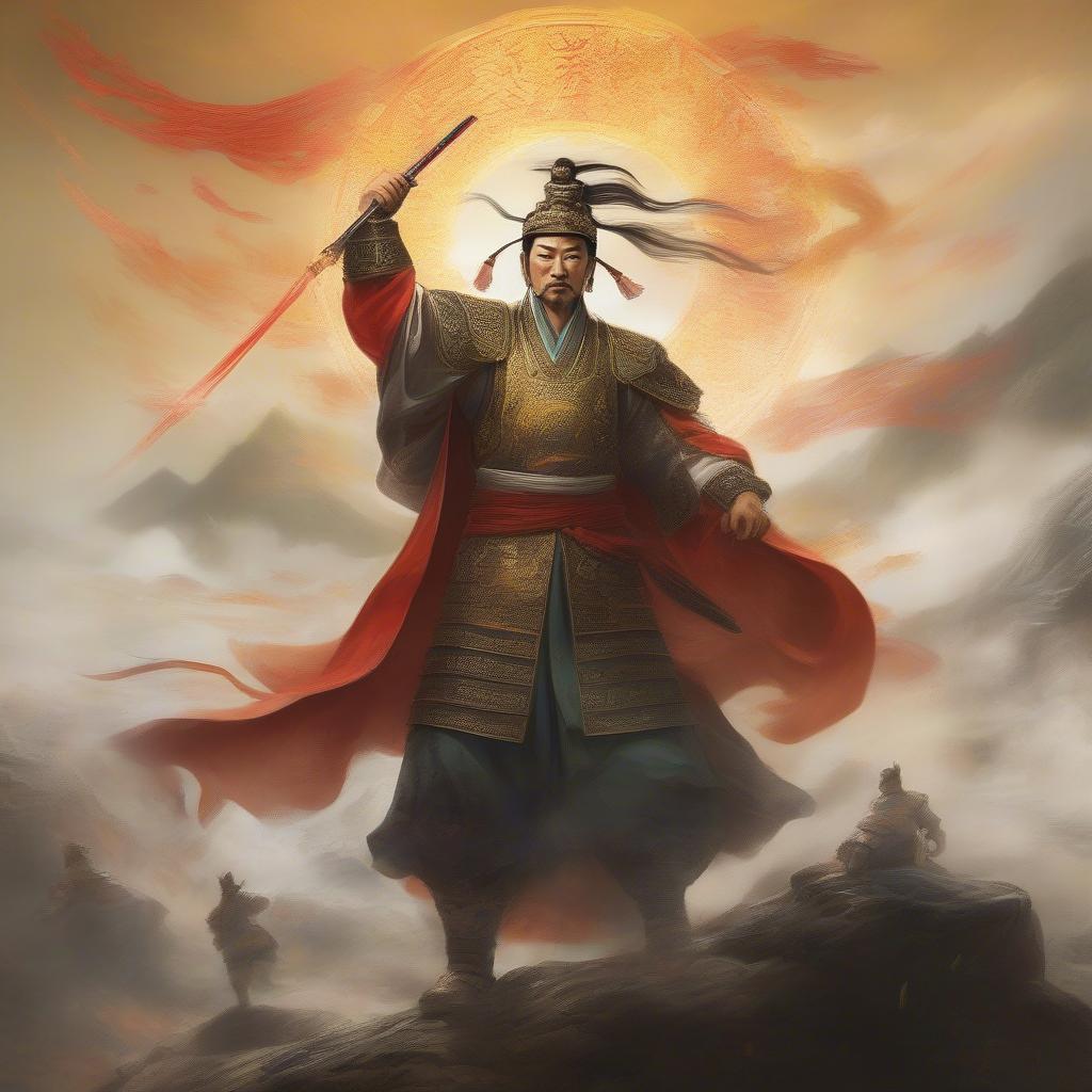 hoang-trung-trong-tu-the-chien-thang-voi-anh-hao-quang-toa-sang-xung-quanh-the-hien-su-vinh-quang-cua-vi-tuong