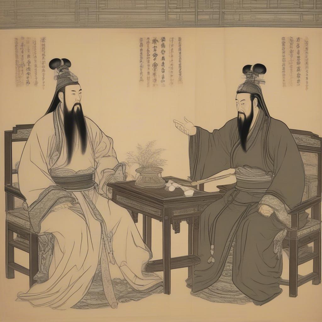 Lỗ Túc đàm phán với Lưu Bị về liên minh