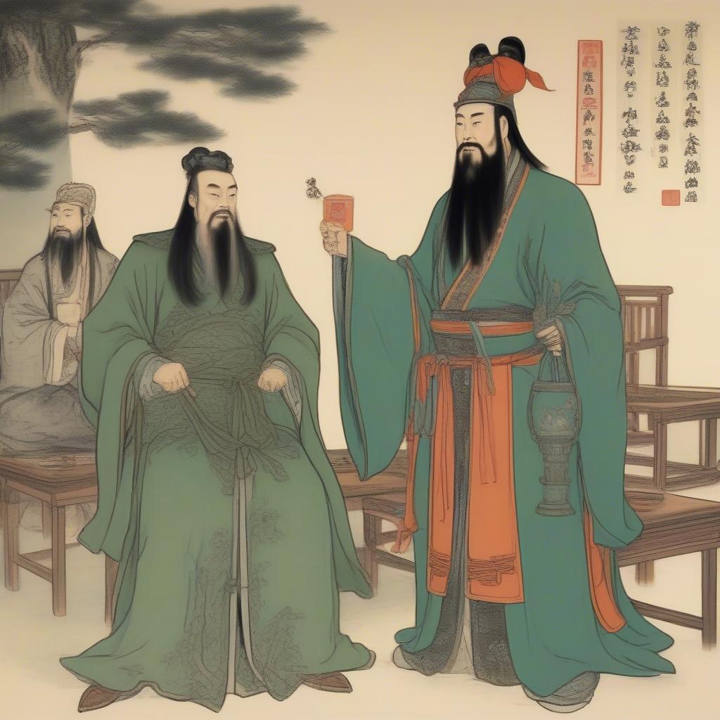 lưu bị cùng quan vũ trương phi ba lần cầu khổng minh tại long trung