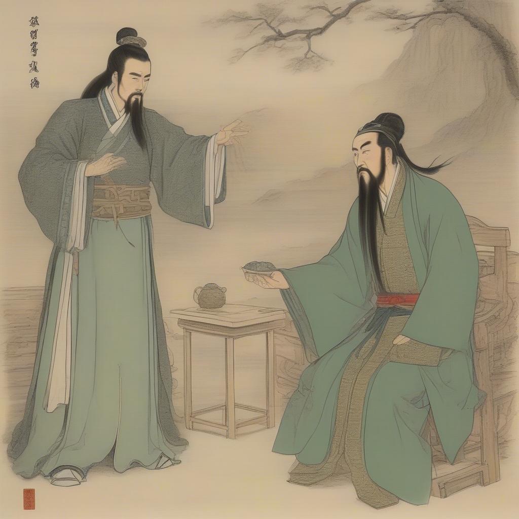Lưu Bị ủy thác gia cát lượng, hình ảnh thể hiện sự tin tưởng tuyệt đối của ông đối với vị quân sư tài ba