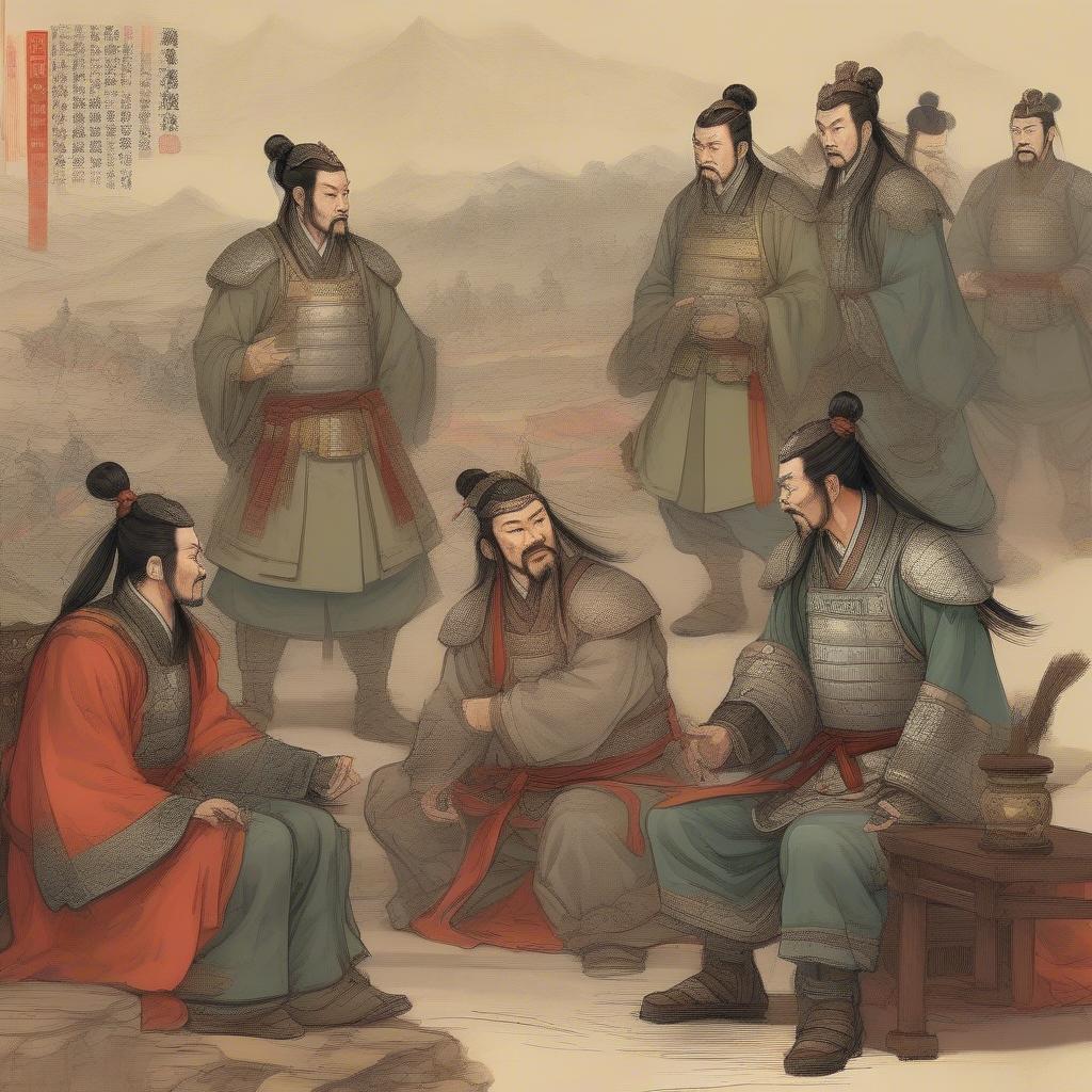 lưu bị bàn bạc kế hoạch với các tướng