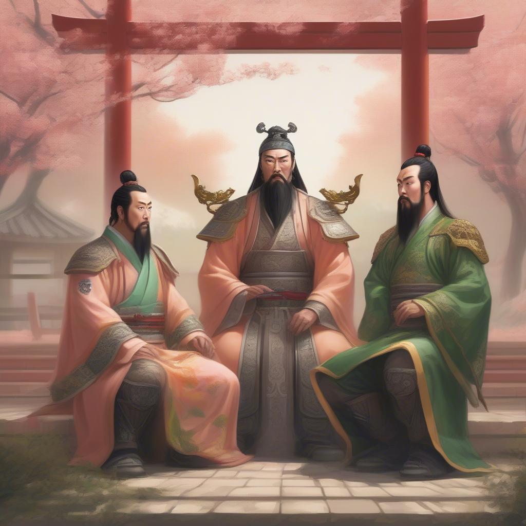 Lưu Bị kết nghĩa vườn đào cùng Quan Vũ và Trương Phi